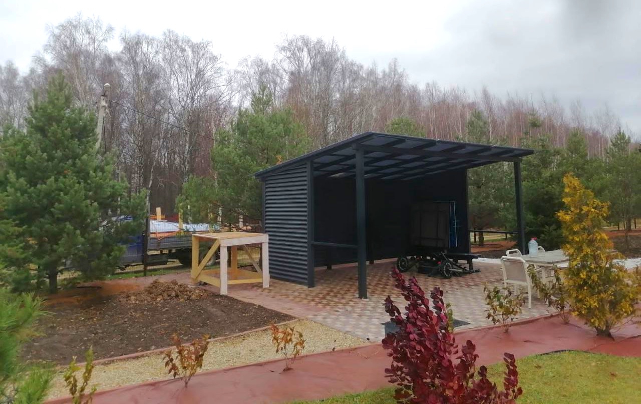 Односкатный навес-беседка для сада Современный автонавес с крышей из поликарбоната